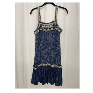 FREE PEOPLE blue embroidered mini dress size XS